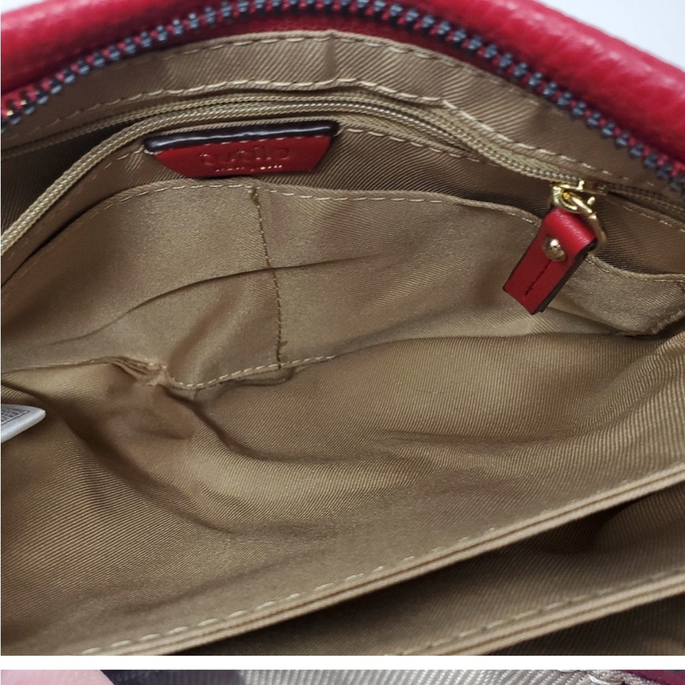 TUTILO New York Red Faux Leather Crossbody Bag With Gold Accents Like New! - Picture 6 of 8